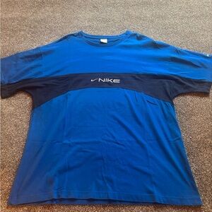Mens Sz XXL Vintage Y2K Nike Men's Two Tone Blue Short Sleeve Tee Nike spell out